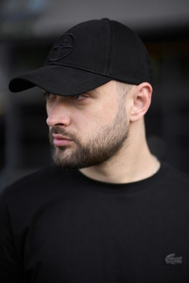 Кепка Stone Island чорна (чорне лого) | Зображення 1