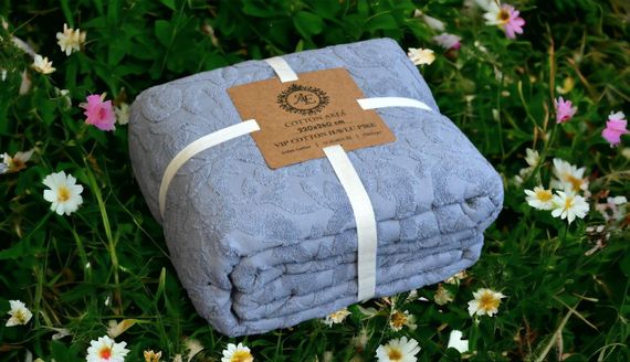 Махрове покривало Cotton Area 220 х 240 см Сіре | Зображення 3