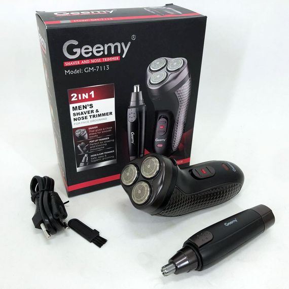 Тример для стрижки бороди триммер для носа, електробритва 3 в 1 GEMEI GM-7113, Тример бездротовий