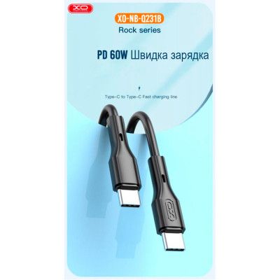 Дата кабель USB-C to USB-C 1.0m NB-Q231B 60W Black XO (NB-Q231B-BK) | Зображення 3