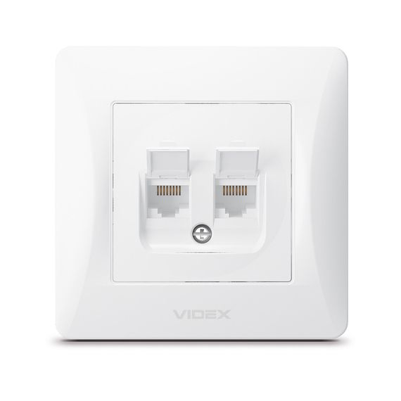 Подвійна комп'ютерна розетка CAT6 VIDEX BINERA VF-BNSK2PC6-W біла | Зображення 2
