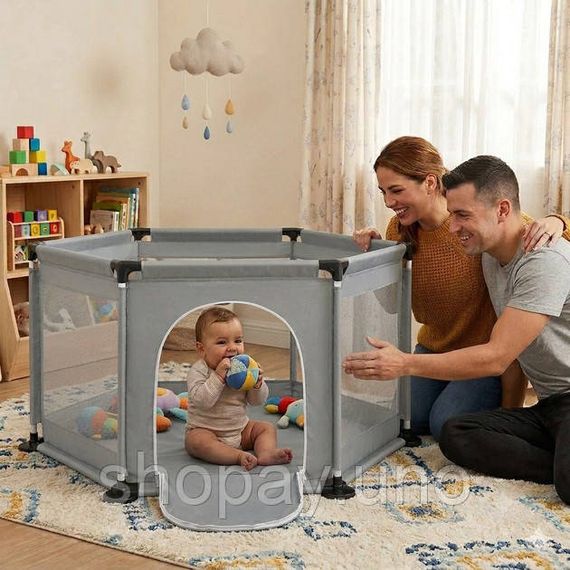 Детский игровой манеж для детей складной детский манеж 120х100х55см Gray EL-11 | Зображення 4