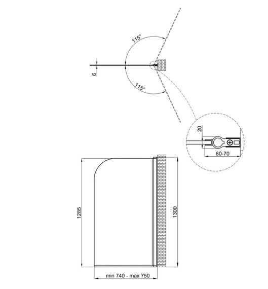 Душовий екран Qtap Standard STDBLM407513APR | Зображення 1