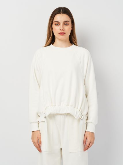 Світшот жіночий з оригінальним кроєм молочного кольору, 2XL
