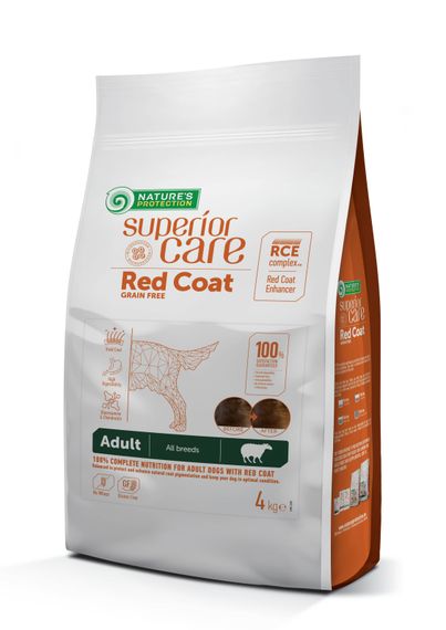Корм Nature's Protection Superior Care Red Coat Grain Free Adult All Breeds with Lamb сухий з ягнятком для дорослих собак з рудим забарвленням вовни 4 кг