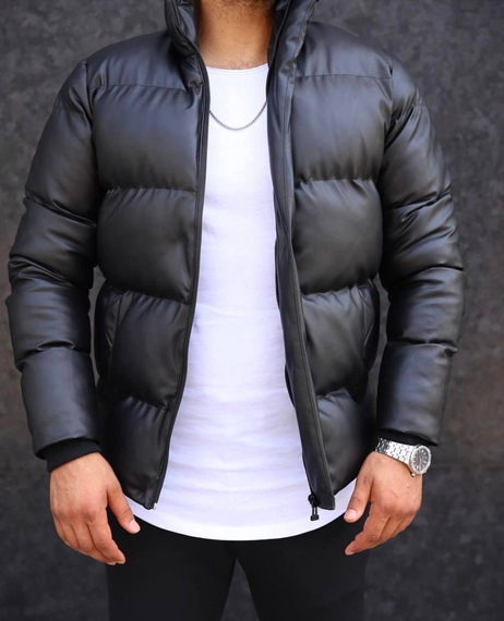 Кожанка дутая чёрный M | Зображення 1