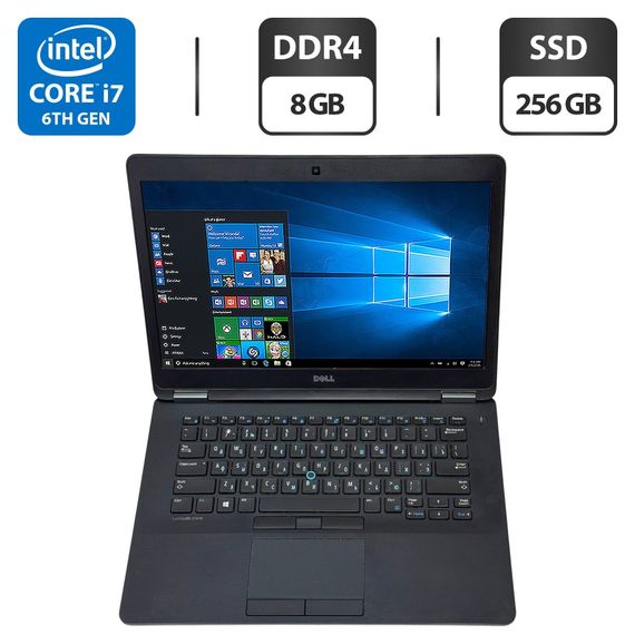 Ультрабук Dell Latitude E7470 / 14" (1920x1080) IPS / Intel Core i7-6600U (2 (4) ядра по 2.6 - 3.4 GHz) / 8 GB DDR4 / 256 GB SSD / Intel HD Graphics 520 / WebCam / Windows 10 Pro б/в