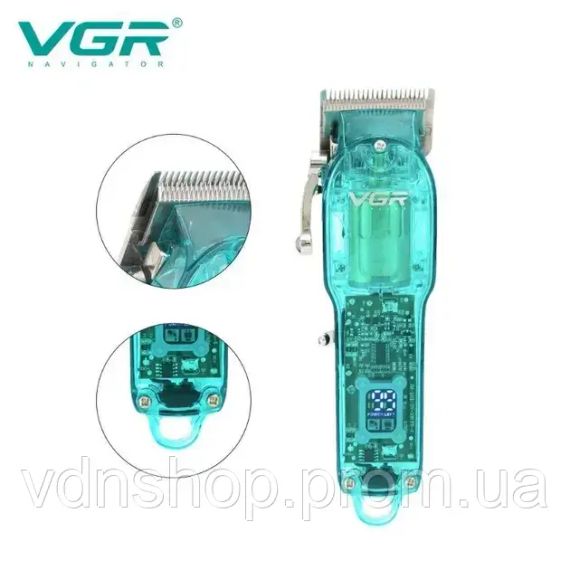 Професійна машинка для стрижки VGR Professional Clipper Transparent Green V-660 | Зображення 2