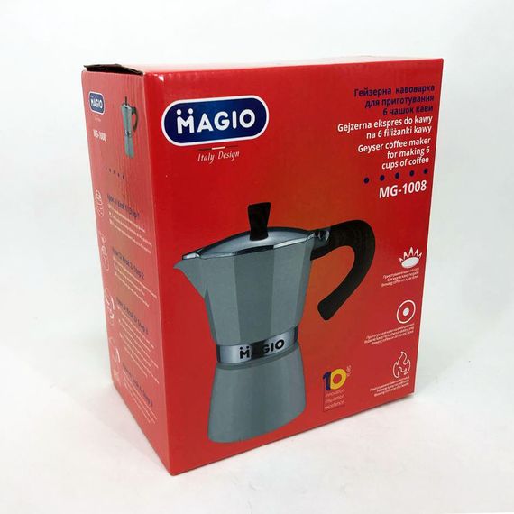 Гейзерна кавоварка Magio MG-1008 300 мл, кавоварка для індукційної плити, гейзерна турка для кави | Зображення 5