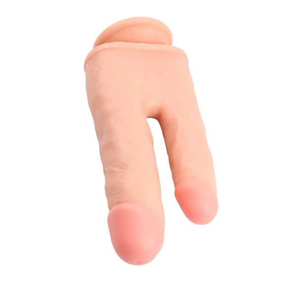 Фаллоимитатор двойной с мошонкой Chisa Ballsy Super Cock Bromeo # 02 на присоске, телесный Sex Aura | Зображення 2
