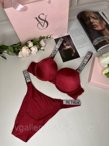 Комплект белья Виктория Сикрет | Женский комплект нижнего белья Victoria’s Secret Rhinestone со стразами L,