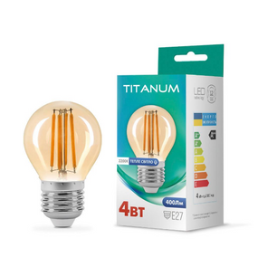 Лампа G45 4W E27 2200К 220V Filament A LED Titanum