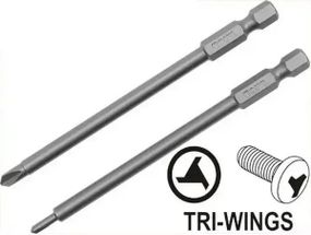 Насадка отвертки бита TRI-WING 1/4 № 2/4х100 мм 2шт YATO YT-0497