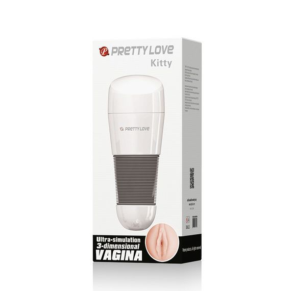 Мастурбатор вагін реалістичний в білій колбі Pretty Love Kitty Vagina Sex Aura | Зображення 5
