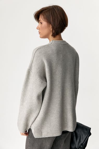 Жіночий вільний в'язаний джемпер - сірий цвет, ONE SIZE (є розміри) | Зображення 1