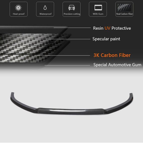 Передняя губа бампера Lip V1 для S-Line SD 2012-2016, Карбон для Ауди A3 | Зображення 5