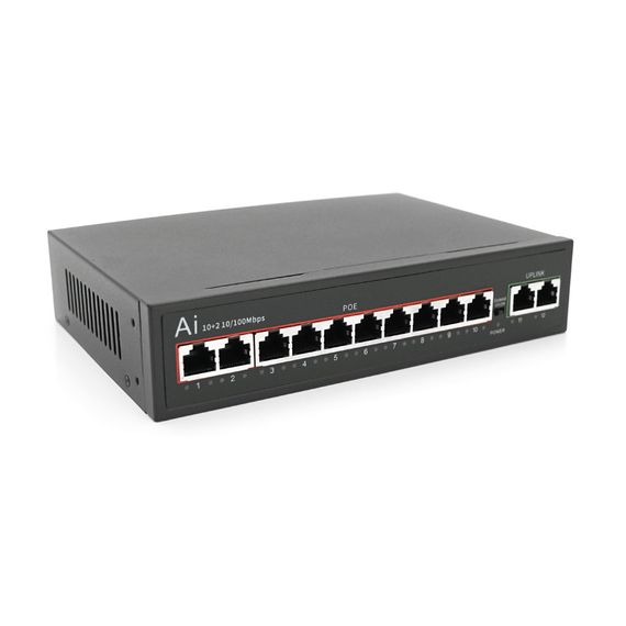 POE коммутатор Merlion 10 POE 10/100 + 2 RJ45 10/100 встроенный БП 52V 2.5A