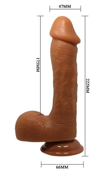 Фалоімітатор на присосці Baile Beautiful JOHNSON 8,7'' Brown, BW-008040NR-1 Sex Aura | Зображення 8