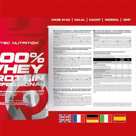 Протеин Scitec Nutrition 100% Whey Protein Professional 1000 g (Strawberry) | Зображення 1
