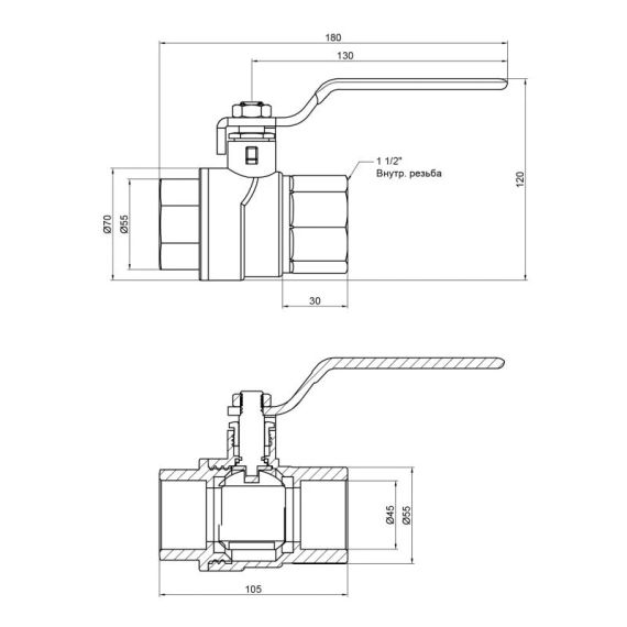 Кран кульовий Thermo Alliance Forte 1 1/2" ВР для води (ручка) SF600W40 | Зображення 1