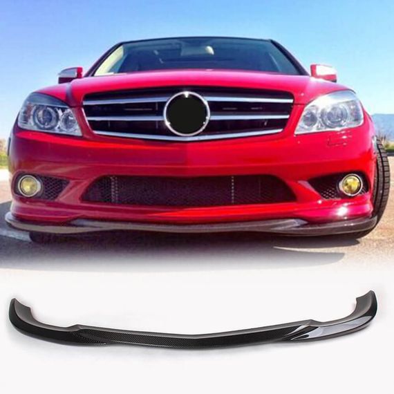 Накладка на передній бампер Lip (для AMG-Line 2008-2011, Карбон) для Mercedes C-class W204 рр