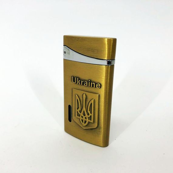 Турбо запальничка, кишенькова запальничка "Ukraine" 325, незвичайна запальничка, вітрозахисна. Колір: золотий | Зображення 3