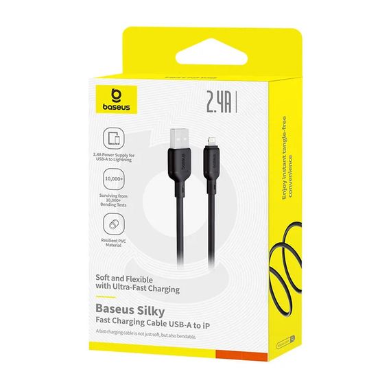 Дата кабель Baseus Silky Series OS Fast Charging USB to Lightning 2.4A (1m) (P1037770) Cluster Black | Зображення 4
