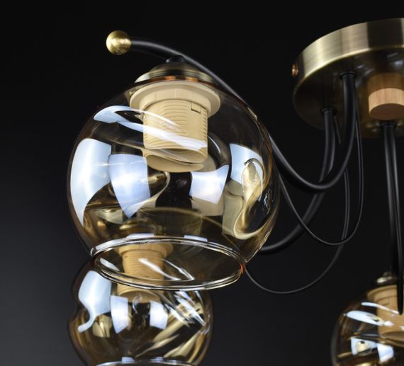 Люстра стельова на 5 лампочок 26178 Чорний 23х56х56 см. | Зображення 2