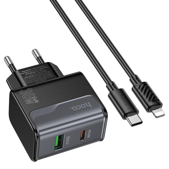 МЗП Hoco CS73A Star Speed PD30W+QC3.0 (1USB-A/1C) + кабель Type-C to Lightning Midnight Black | Зображення 2