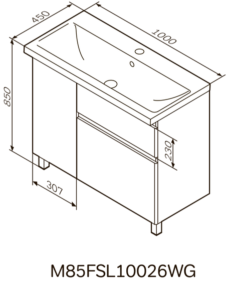 Тумба підлогова AM.PM X - Joy 100 см лівобічна з умывальником (M85-FSL10026-WC10026WG38) | Зображення 1