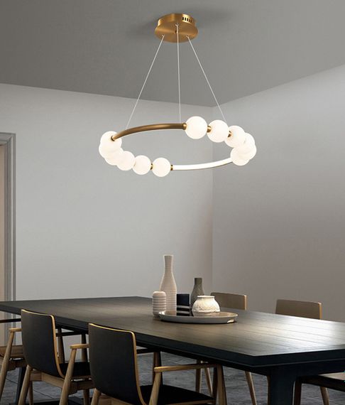 Люстра світлодіодна підвісна LED світильник для квартири на стелю лед 27218 Латунь 25-140х82х82 см. | Зображення 8