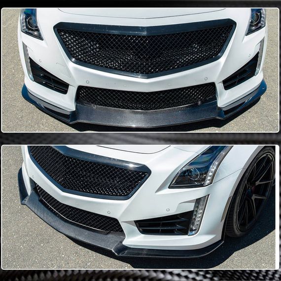 Накладка на передній бампер Lip V2 (для CTS V Sedan 2016-2019, Карбон) для Cadillac CTS рр | Зображення 2