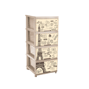 Комод на 4 шухляди 46*39*96см з малюнком Париж крем Алеана