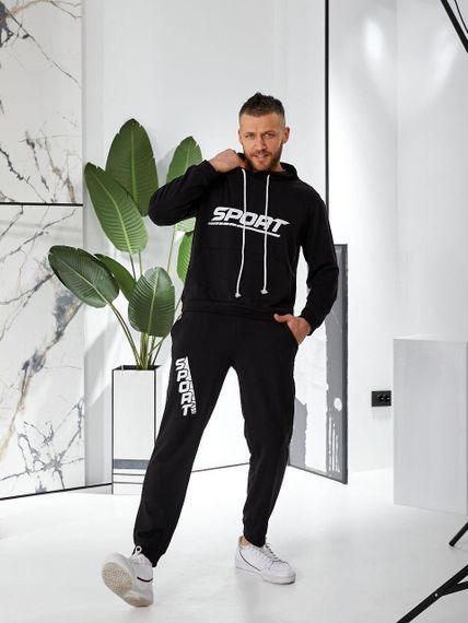 Спортивный костюм мужской из двунитки AleX Модель 2908 Черный, 52-54 | Зображення 2