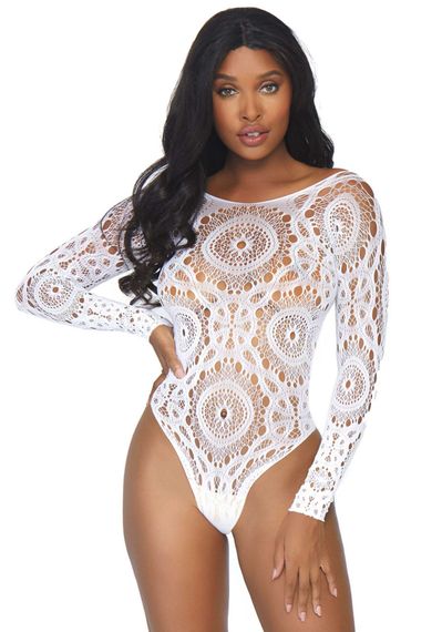 Боді Leg Avenue Snap crotch thong back teddy White M/L