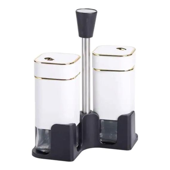 Набір для спецій на підставці 2 баночки для солі та перцю по 120 мл Білий HP-1311 | Зображення 1