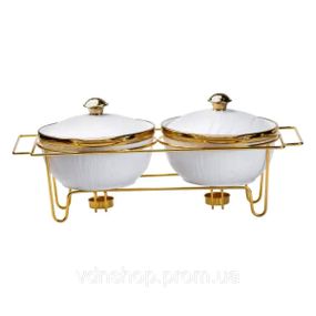 Мармит фарфоровый на 2 секции по 1 л на металлической подставке HP1039