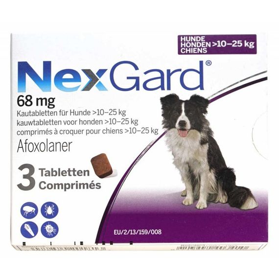 NexGard - Жувальна таблетка від кліщів та бліх для собак вагою 10 - 25 кг
