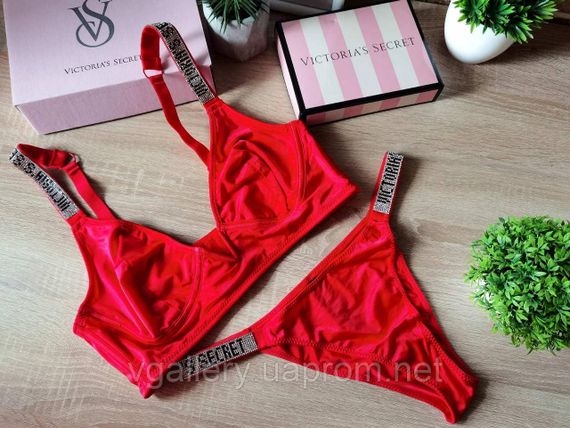 Купальник-комплект женского нижнего белья Victoria`s Secret Виктория Сикрет - без чашек, Купальник Виктория Сикрет 85В/С, Красный | Зображення 2