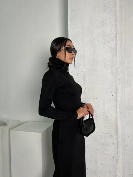 Женское облегающее платье-гольф миди NB24002 черное, размер 42/44 | Зображення 2