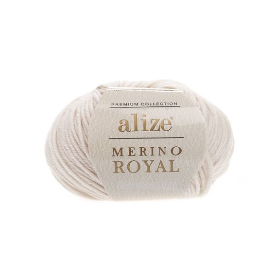 Пряжа для плетення Alize merino royal 67 слонова кістка алізе меріно роял 100% вовна
