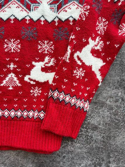 Мужской новогодний свитер с оленями в узорах PA2655 цвет красный, размер M | Зображення 3