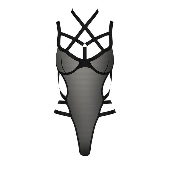 Боді-монокіні Passion Exclusive HAGAR BODY L/XL, black | Зображення 4
