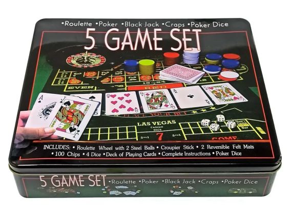 Настольная игра Покерный набор + рулетка 5 в 1 (33×29×7 см)