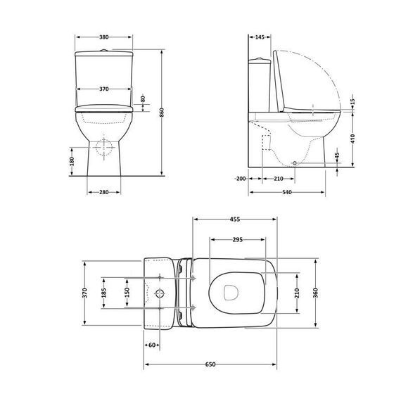 Унитаз-компакт Qtap Crow безободковый с сиденьем Soft-close QT05222170W | Зображення 1