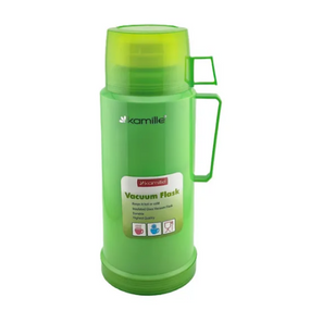 Термос 1л зі скляною колбою і пластикової чашкою (синій, зелений, червоний) KAMILLЕ 2072