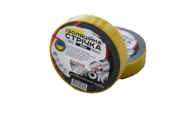 Стрічка ізоляційна VIROK : 15 мм х 10 м x 0,18 мм  ЖОВТА [15/240] VR-23V005