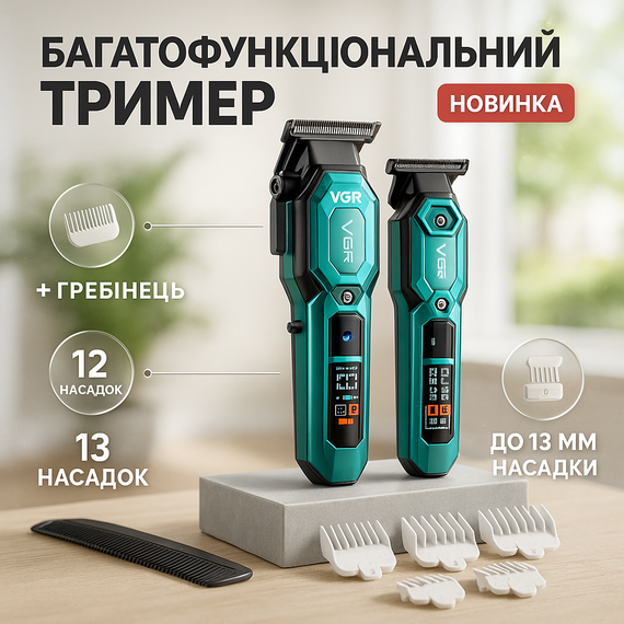 Професійна машинка для стрижки голови VGR, Машинка-тример для стрижки бездротова Тример скронь VR-27