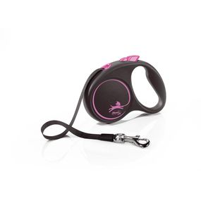 Рулетка Flexi Black Design S, лента 5 м, розовый