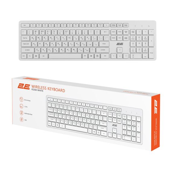 Клавіатура 2E KS260 106key Wireless UA White (2E-KS260WWH_UA) | Зображення 9